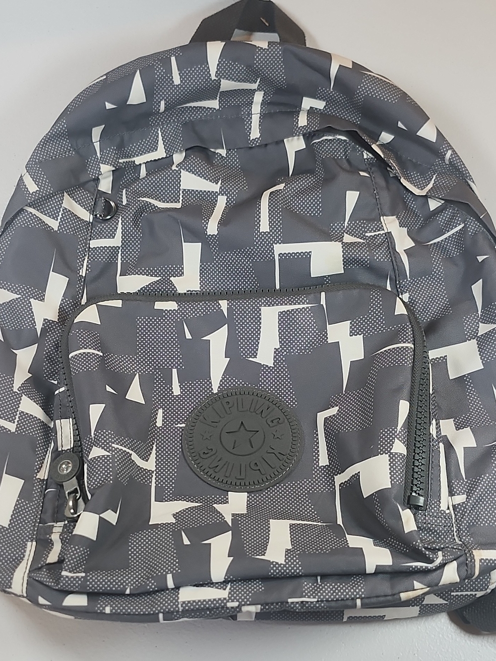 Kipling Grey Geometric Backpack - Everyday Unisex Bag